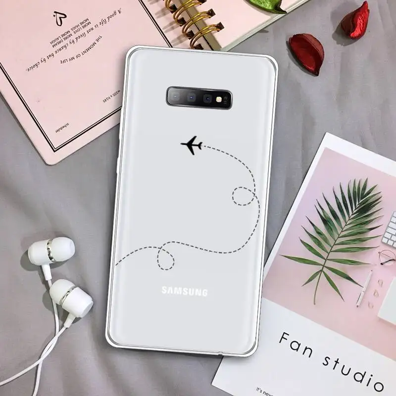 

Aircraft World Map Travel Phone Case Transparent For Samsung Galaxy A 71 21s S note 8 9 10 plus 20 ultra