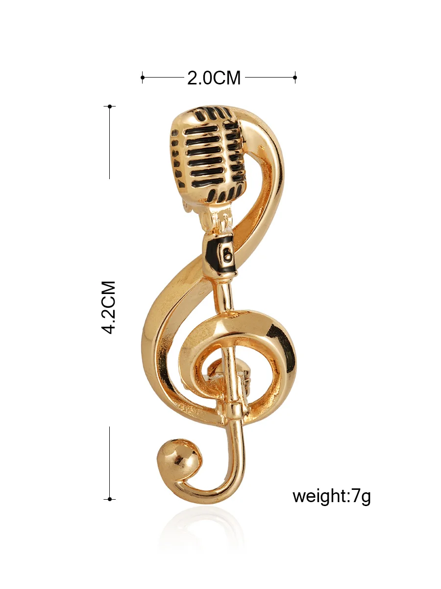 Blucome Music Note, золотые броши в форме микрофона для женщин, мужчин, певица, клубный значок, аксессуары для одежды, брошь с камнем, булавки, подарки