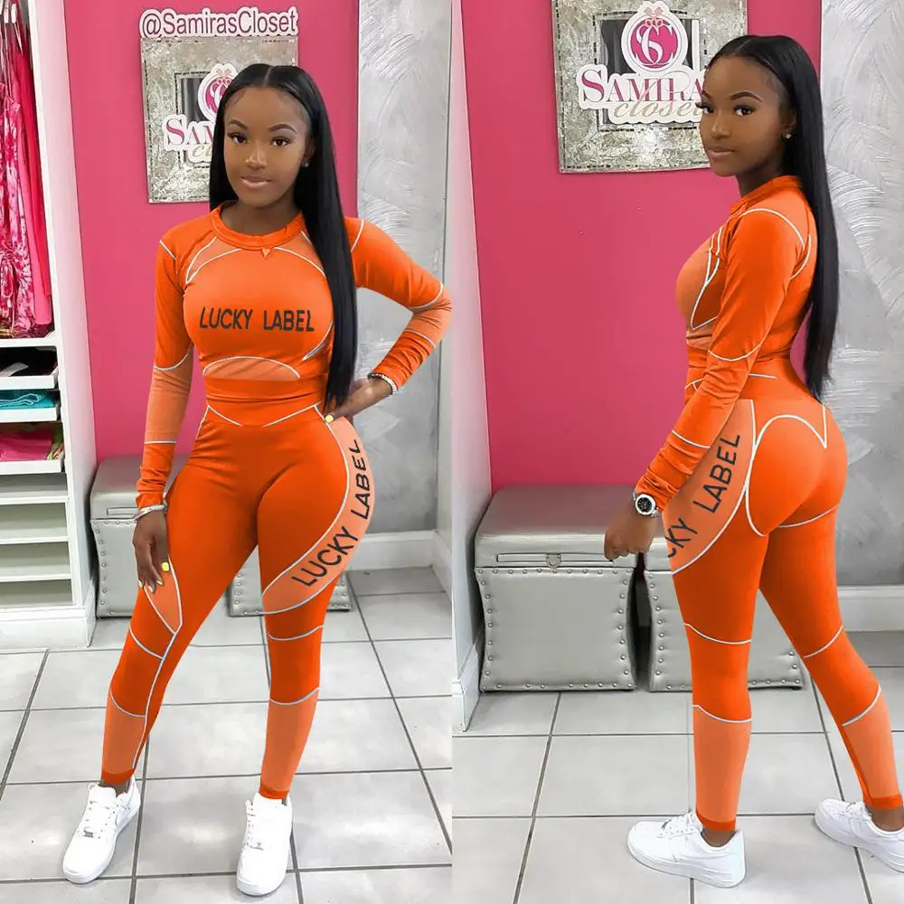 

Women 2 Piece Set Casual Letter Printing Long-sleeved Jogging Sports Suit Autumn Women 's Tracksuit