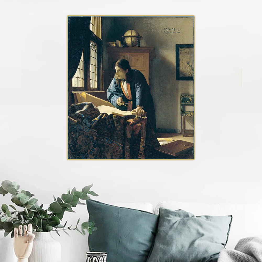 Цитон Johannes Vermeer geoгеограф 1669 Canvas Холст Картина маслом художественное оформление