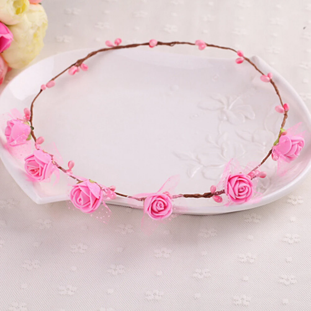 

Women Summer Bohemia Handmade Flower Crown Wedding Party Wreath Supply Lady Girl Bridal Headdress Headband Hairband Accessory