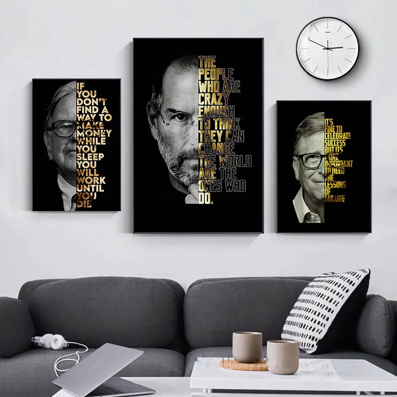 

Motivational Poster Canvas Office Home Decor Steve Jobs Picture On The Wall Classic Figure Wall Art Prints Frameless Painting