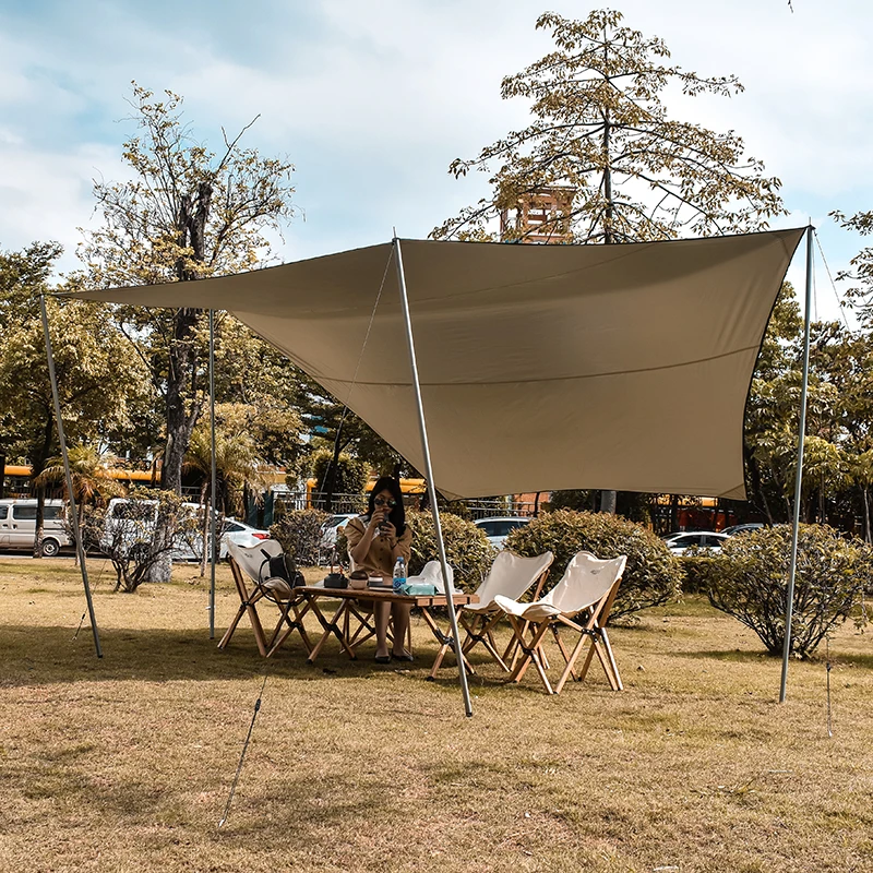 Арикси 4,2х4,1м Гексагональная тентовая палатка для отдыха на природе с защитой от солнца и непромокаемым покрытием Ripstop Silver Coating 210T, защита от УФ-лучей.