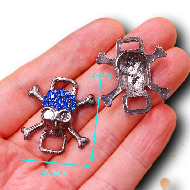 

4pcs Gun Black Handmade Rhinestone 3D Skull Connector Pendant Neo-gothic Necklace Earrings DIY Charm For Jewelry Craft Making