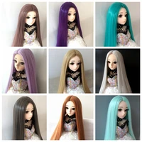 high quality long straight natural color high temperature heat resistant doll hair for 13 14 16 18 bjd free shipping