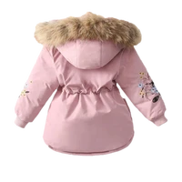 2020 winter girls coat children clothes embroidery floral sleeve kids jacket for girls warm outerwear hooded velvet parka jacket
