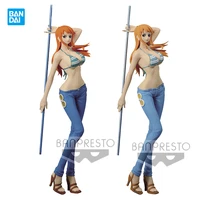 in stock banpresto original figurine one piece nami glitter glamours weather stick 24cm collection action anime figure toys gift