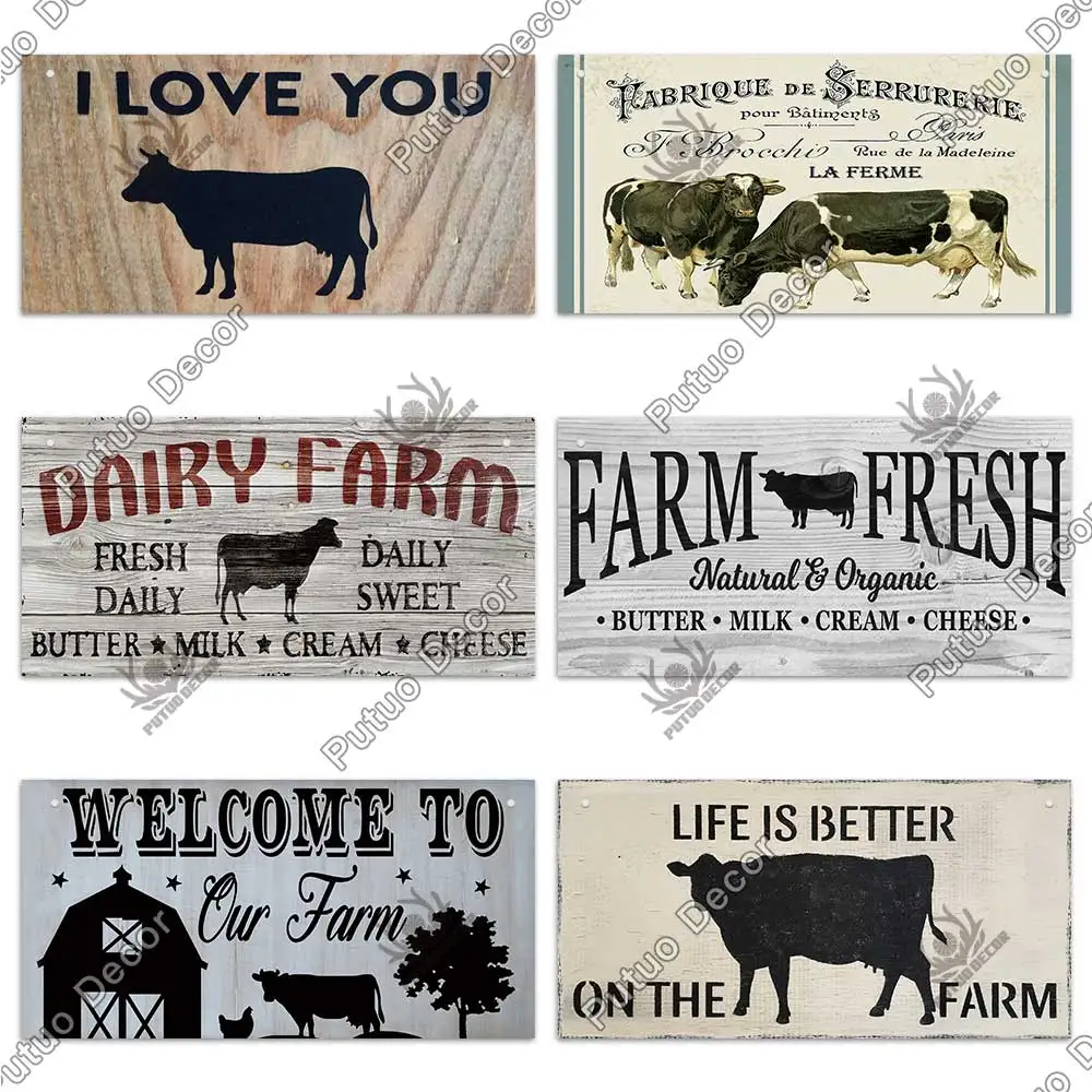putuo decor cow wooder sign hanging plaque farmhouse sign decorative plaque for farm house decor cowshed decoration fresh milk free global shipping