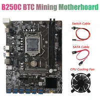 au42 b250c btc miner motherboard with switch cablesata cablefan 12xpcie to usb3 0 card slot lga1151 supports ddr4 dimm ram