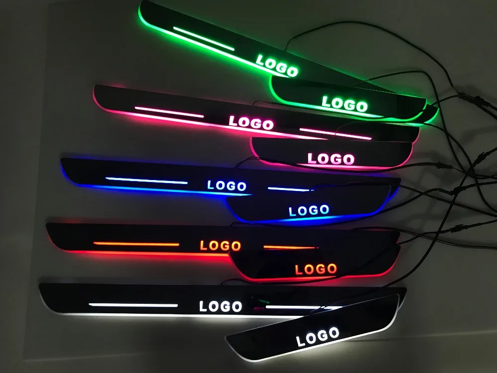 

Led Moving Door Scuff Nerf Bars & Running Boards Door Sill Light Pathway Lamp Overlays Linings Flat Strip for Peugeot 408