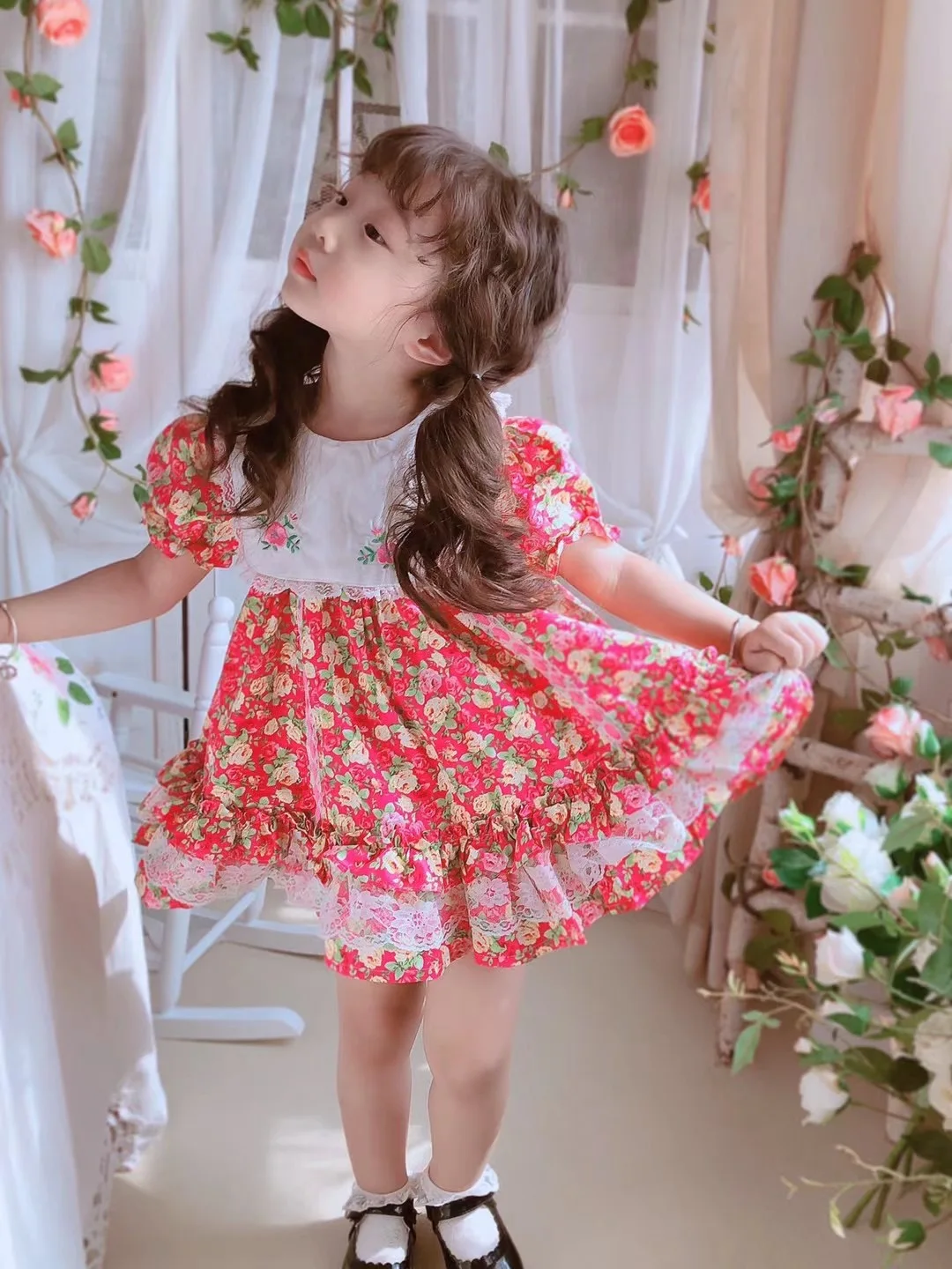 

Baby Girl Summer Floral Vintage Spanish Princess Dress