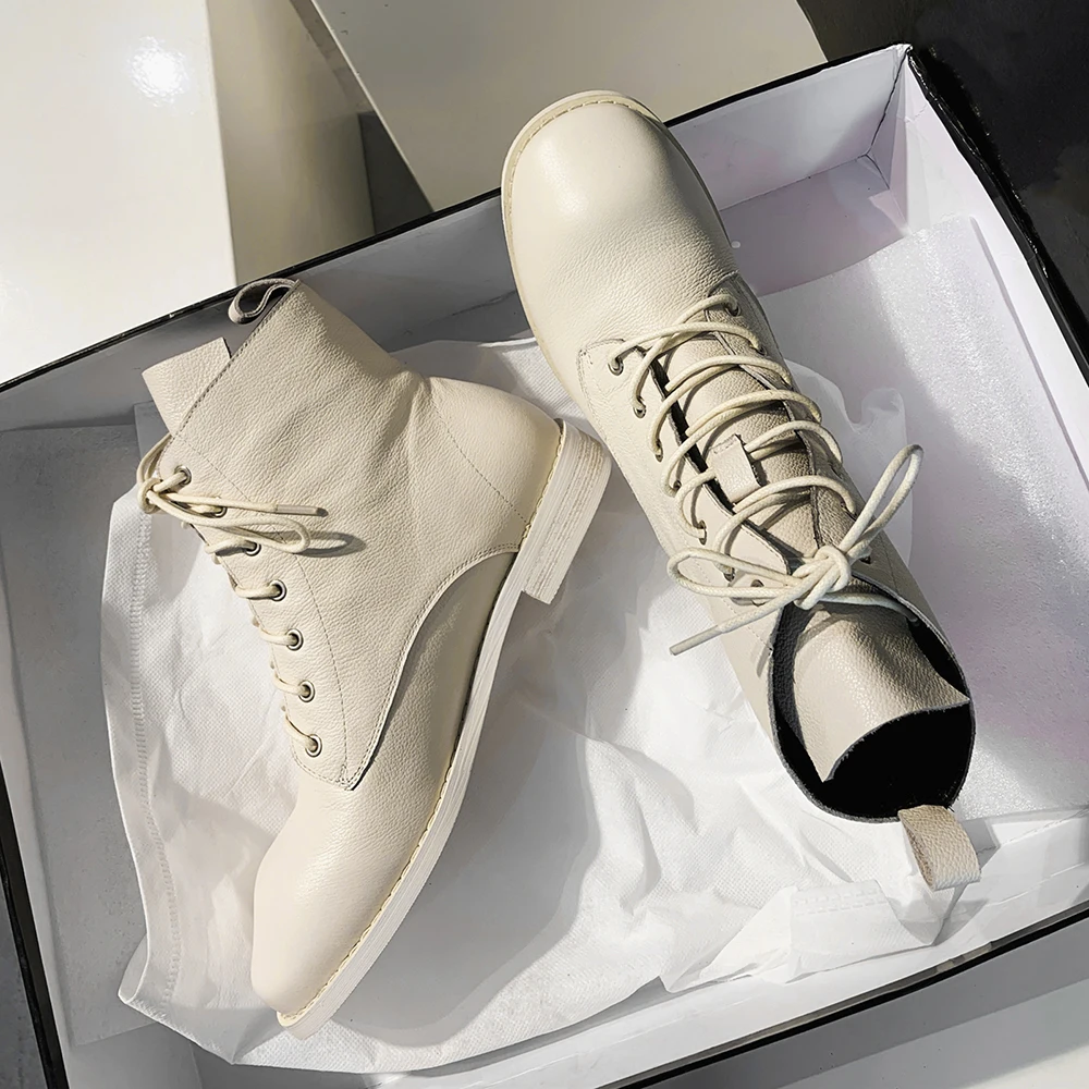 Женские ботинки из натуральной кожи на шнуровке размеры 34-42 | Обувь