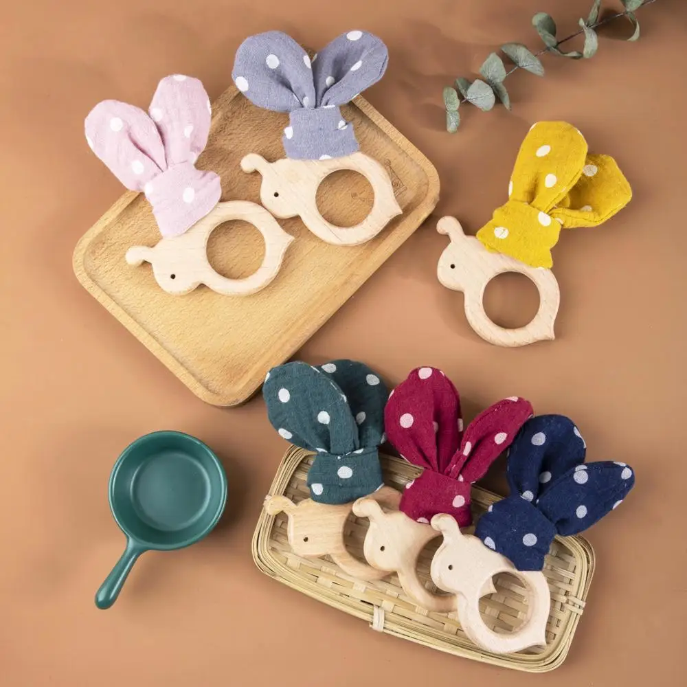10pc Baby Wooden Teether Beech Bee Pacifier Teeth Pendant Wooden Baby Gym Toys Montessori Animals Baby Products Newborn Gift Kid