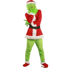 Santa Geek Cosplay Costume How the Geek Stole Christmas Suit Outfits Adult XMAS Party Costume