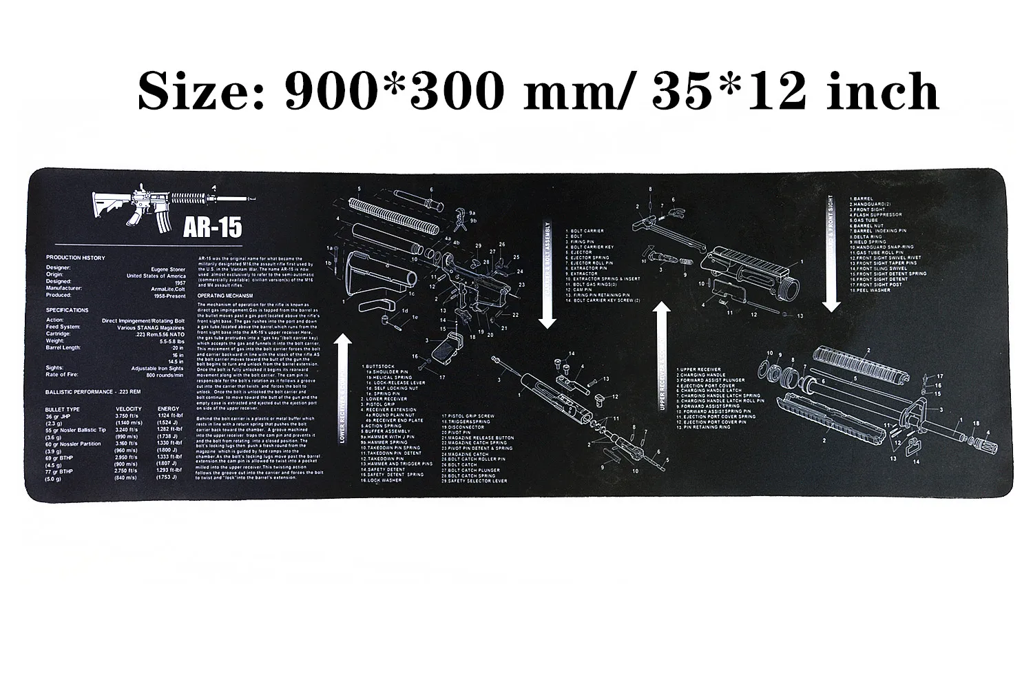 AR15 Водостойкий пистолет резиновый коврик для чистки Glock 1911 Beretta HK USP SIG P226 AR15 AK47 Remington с армирующими частями список коврик для верстака - Цвет: AR15