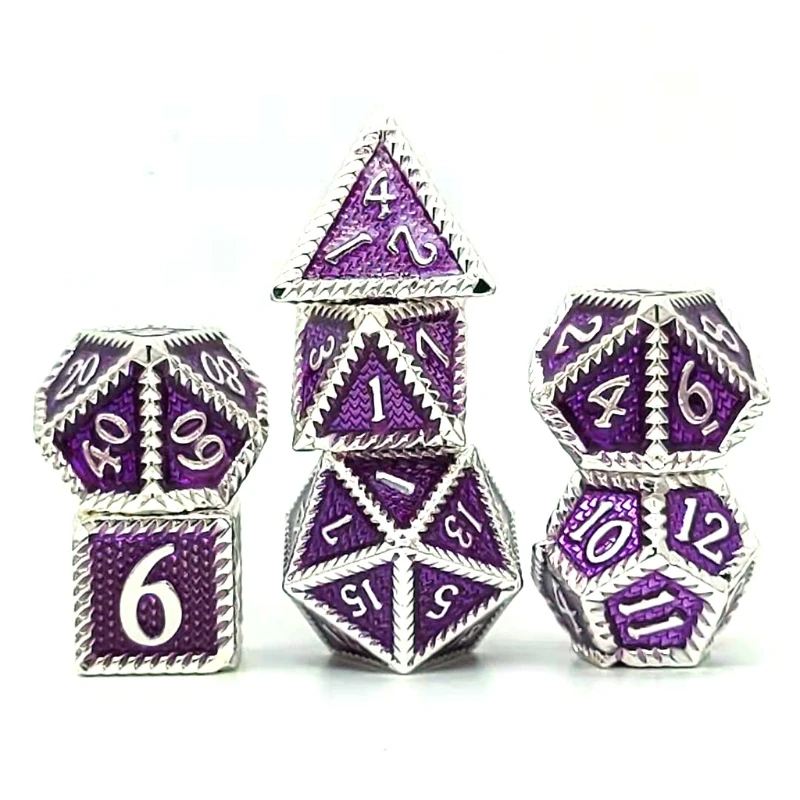 

652D 7Pcs/Pack Different Number of Faces Metal Dice Game Props Educational Toys with Box Children Multi-faceted Digital Dice