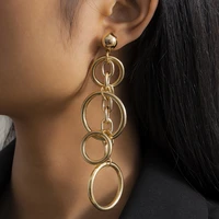 lacteo exaggerated multi layer round circle dangle earrings for women steampunk hip hop drop earrings party jewelry accessories