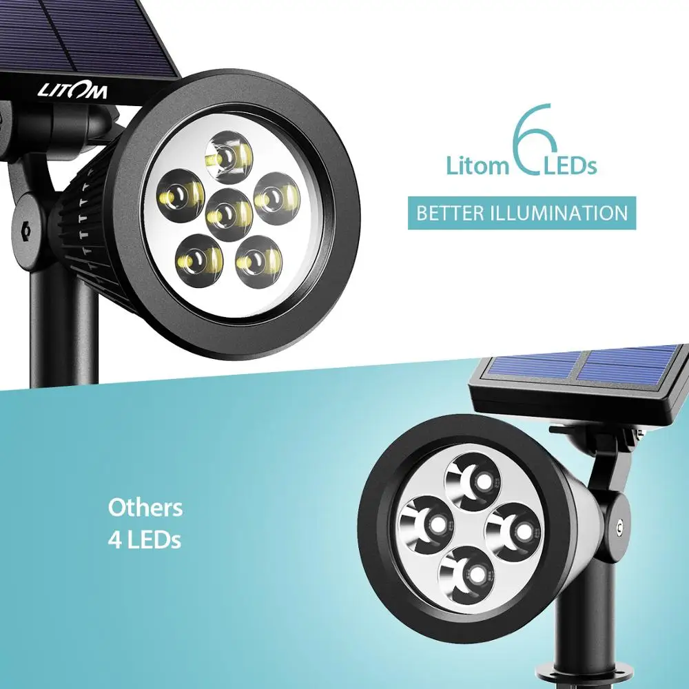 4 шт. LITOM Солнечный Точечный светильник ландшафтный 180 ° регулируемый