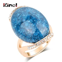 kinel hot rose gold oval blue stone rings 2020 engagement rings for women latest design vintage jewelry