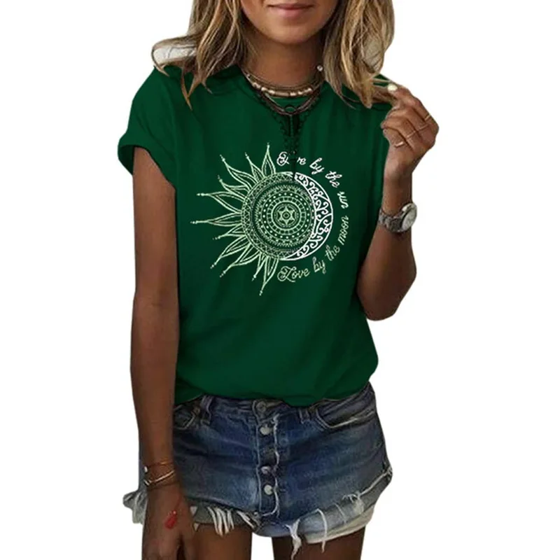 

Carney blouse sunflower print crew neck short sleeve T-shirt