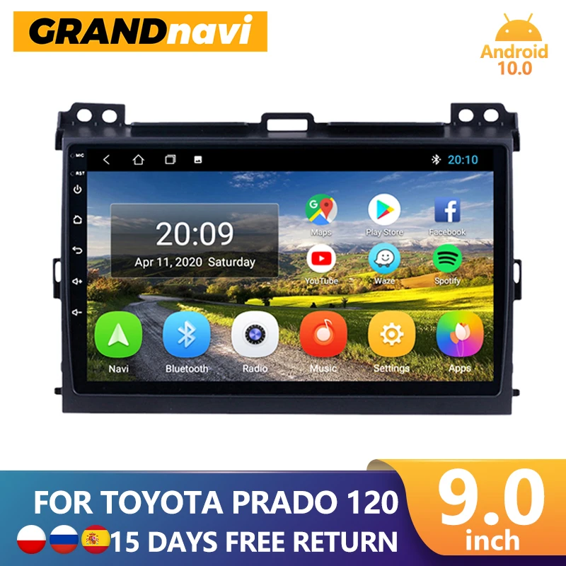 Автомагнитола GRANDnavi для Toyota Land Cruiser Prado 120 2004-2009 Android 2din GPS автомобильный
