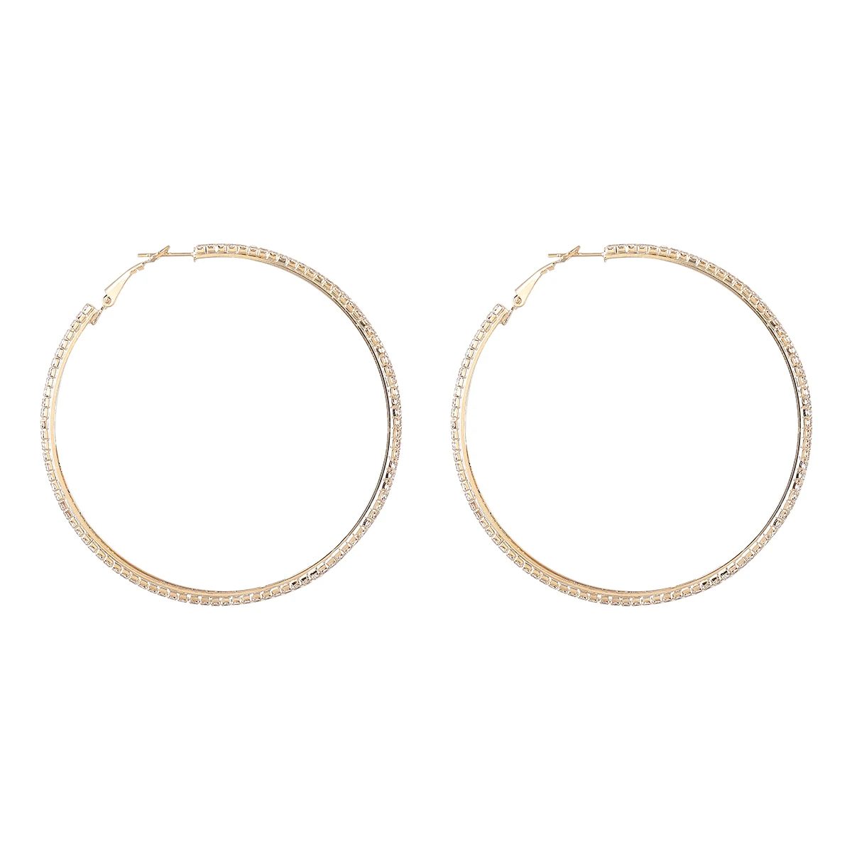

JIJIAWENHUA New Rhinestone Big Hoop Earrings Women's Earrings Dinner Party Fashion Statement Jewelry Accessories