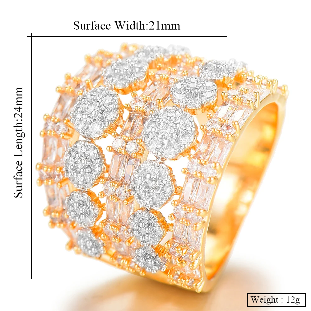 

missvikki 4 Colors Luxury Wide Big Noble Rings rings for women Bridal Wedding Party Engagement Daily Gift Jewelry Gorgeous Hot