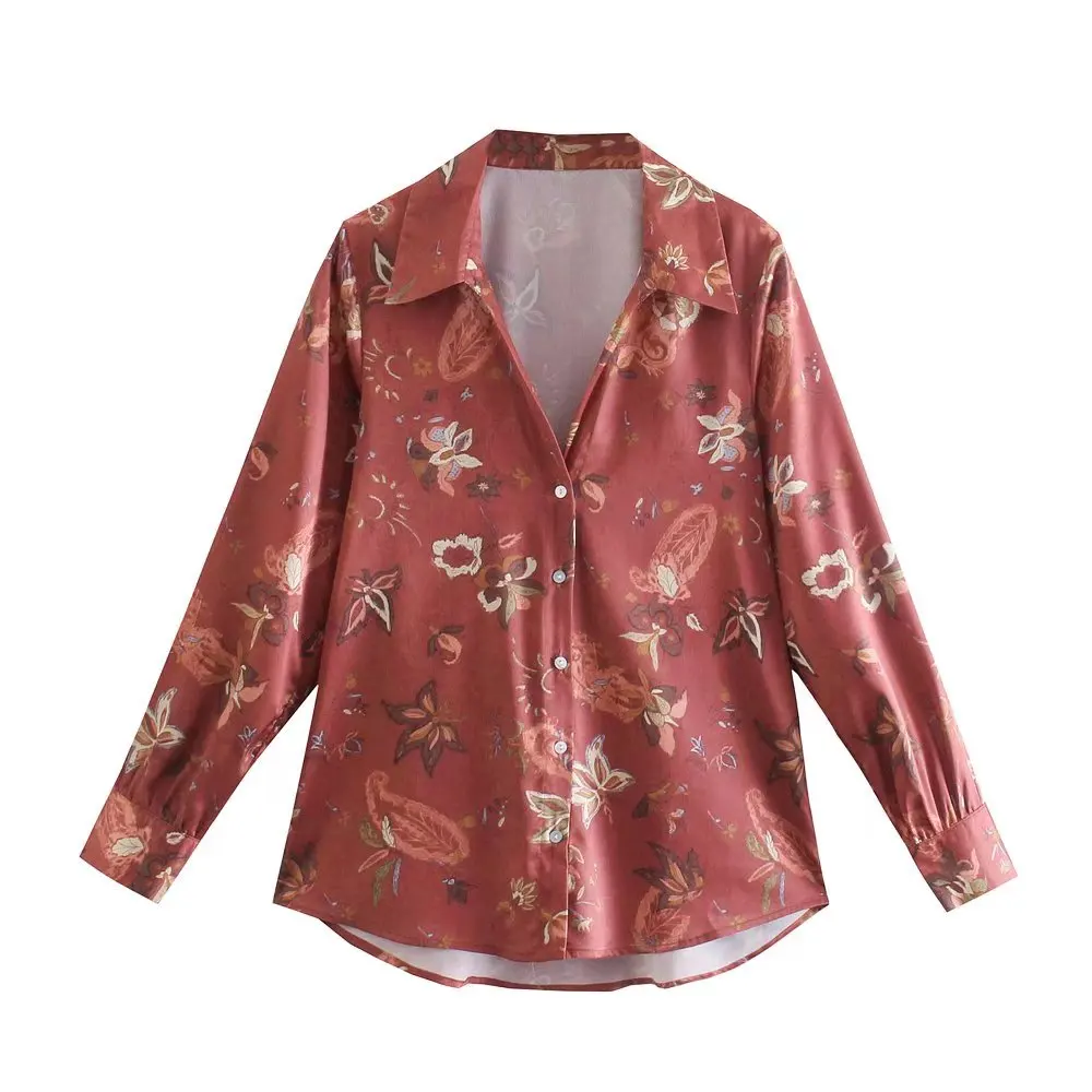 

Women Vintage Flowers Print Shirt Blouse Long Sleeve Chic Female Office Lady Tops