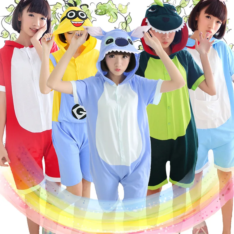 

Summer Cotton Boy Girl Pajamas Cosplay Animal Cartoon Pyjamas Men Women Sleepwear For Family Matching Outfits Pijama Feminino