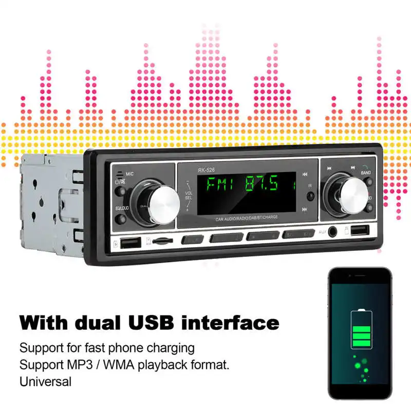 DAB FM автомобильный радиоприемник стерео Bluetooth MP3 плеер ЖК экран ИК пульт