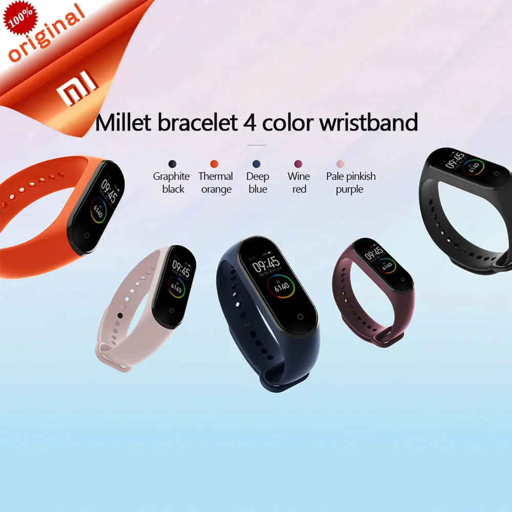 Original Xiaomi Mi Band 4 Strap Silicone Wristband Bracelet Xiaomi Band 4 3 Mi band4 Miband4 Pink Wrist Straps Xiomi Mi Band 4
