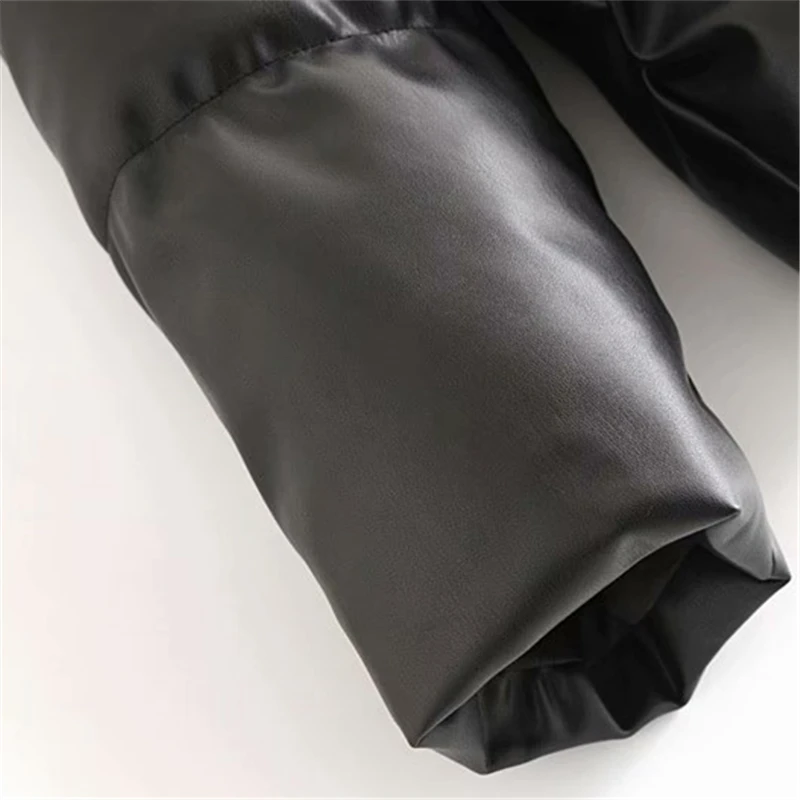 KEYANKETIAN Za women's jacket winter warmth imitation leather parka coat jacket women's PU jacket women's jacket clothing