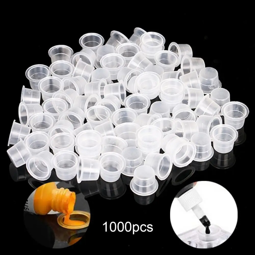 

Clear 1000Pcs Practical Tattooing Pigment Ink Caps Plastic Tattoo Ink Caps No Base Tattoo Supplies