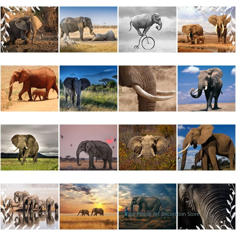 

Elephants In Desert Forest Diy Diamond Painting 5D Full Square Rhinestone Embroidery Diamond Art Picture of Rhinestones Home Dec
