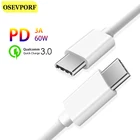 Кабель Type-CType-C для Macbook, Samsung S20, S10, Google Pixel 4, 3, PD, 60 Вт, QC3.0, кабель для быстрой зарядки и передачи данных, USB-C
