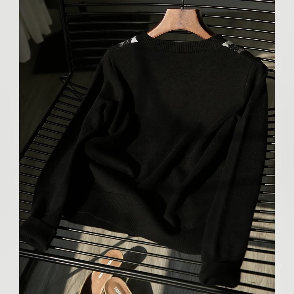 Женский вязаный кардиган элегантный однобортный свитер составного кроя с