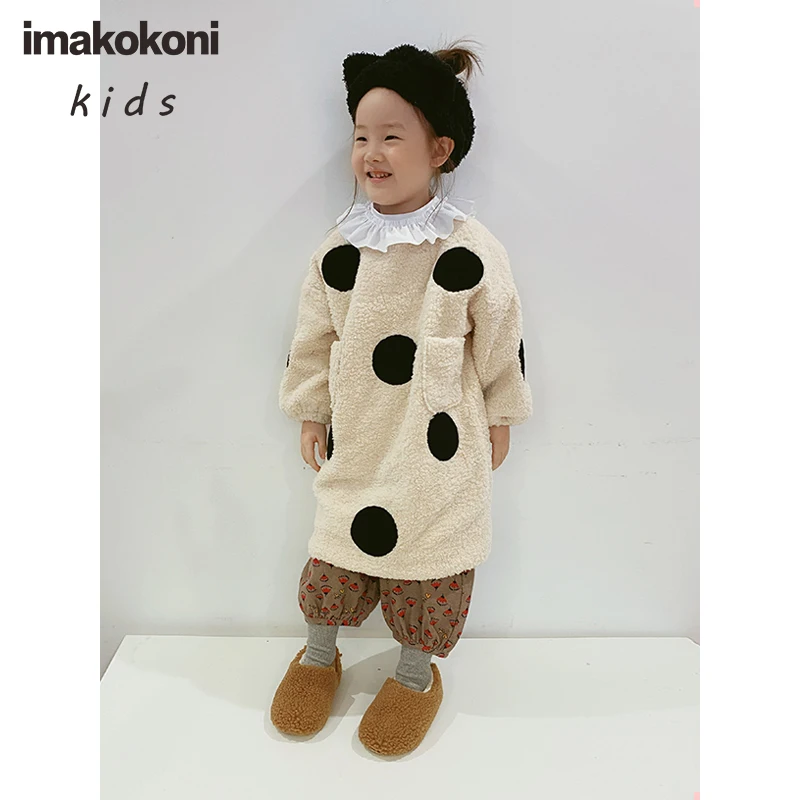 

imakokoni original children's clothing beige polka dot dress Japanese cute girl autumn and winter new dress 20436