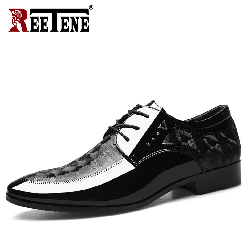 Мужские классические туфли-оксфорды REETENE черные Формальные туфли мужские из