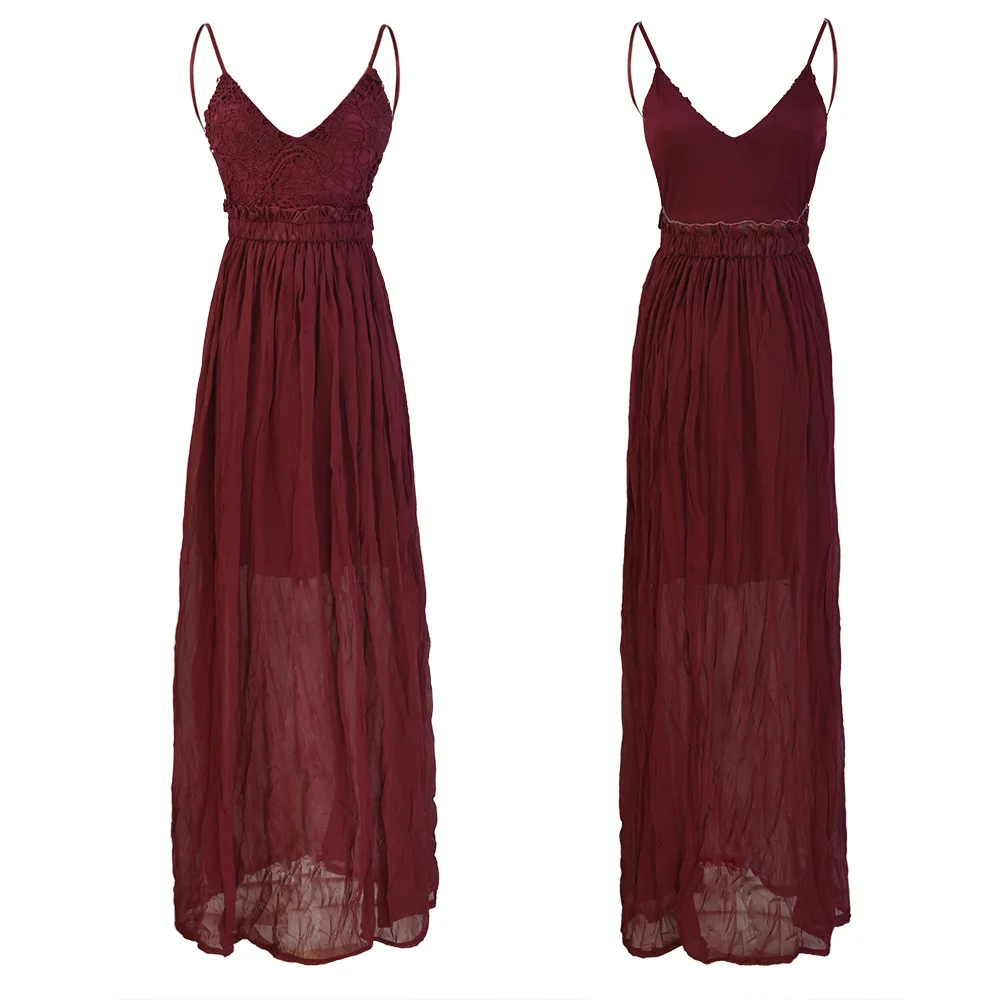 

2016 popular eaby sexy dress lace backless splicing Chiffon Dress nightclub dress