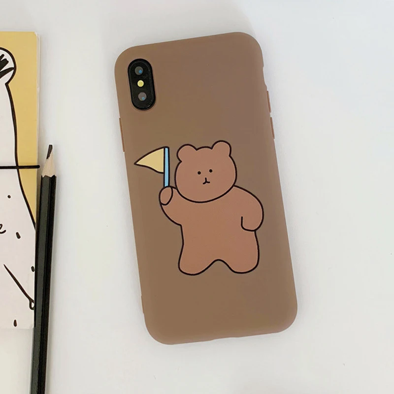 Силиконовый мягкий чехол для телефона с изображением медведя из мультфильма для iPhone 7, 11 Pro, X, XS, MAX, XR, 6, 6s, 8 Plus, забавная матовая задняя крышка, Толстая сумка