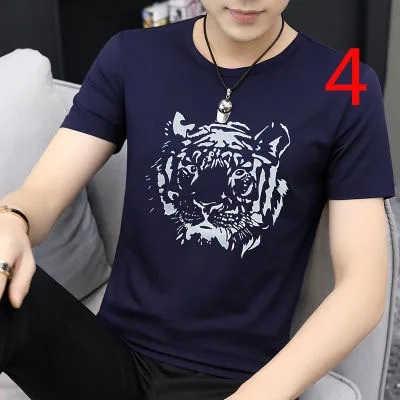 

Men's new short-sleeved t-shirt tide male compassionate loose embroidery solid color
