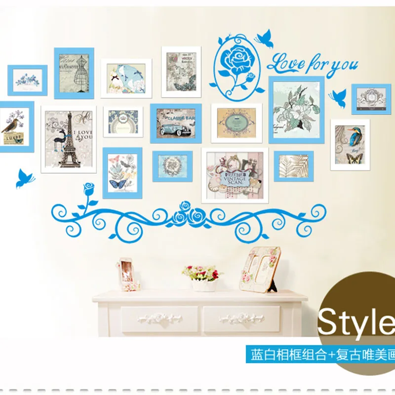 16 шт./компл. настенная фоторамка в виде роз для домашнего декора деревянная