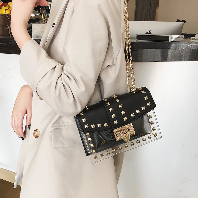 

Hot selling luxury brand female transparent bag transparent PVC jelly small crossbody bag female Messenger bag shoulder bag 2019