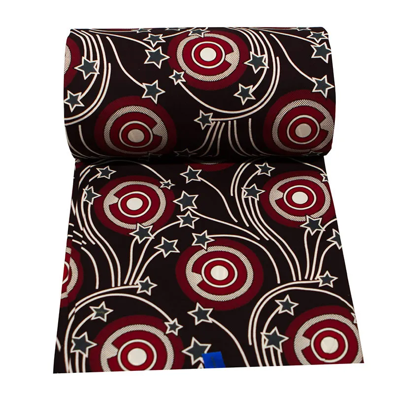 African Fabric 100% Cotton Star Print les pagnes Pagnes Real Wax 6Yard | Аксессуары для одежды