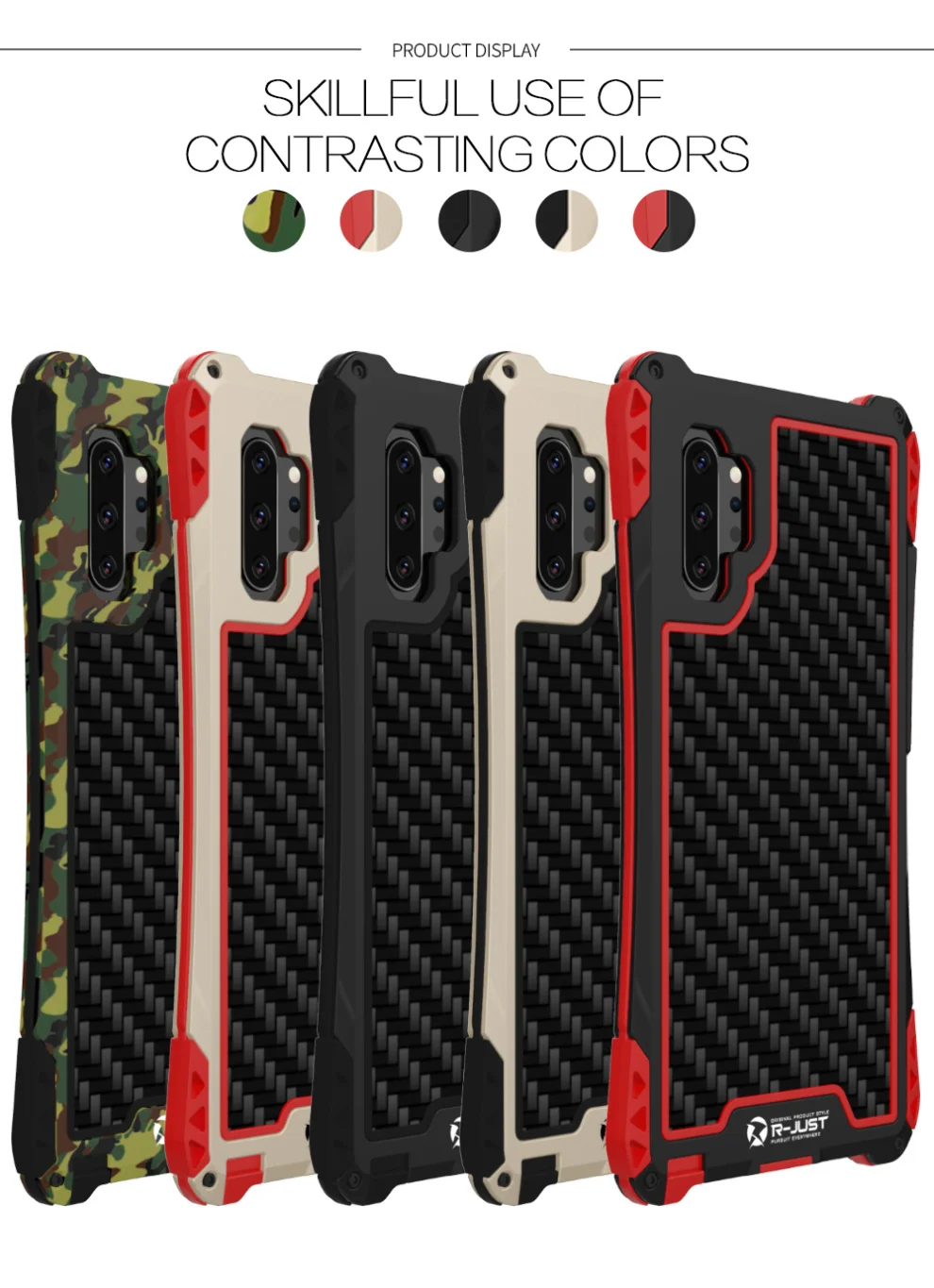 

For Samsung Galaxy Note 10+ /Plus outdoor Tactics Armor Case Luxury Aluminum Metal & Silicone Hybrid Drop Protection Case Cover