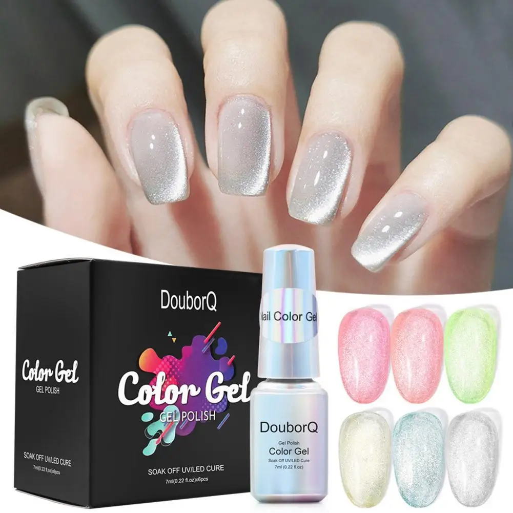 

6Pcs/Set 7ml Water Sense Nail Color Polish Cat Eye Effect Multiple Colors Manicure Poly Soak Off Building Gel for Female