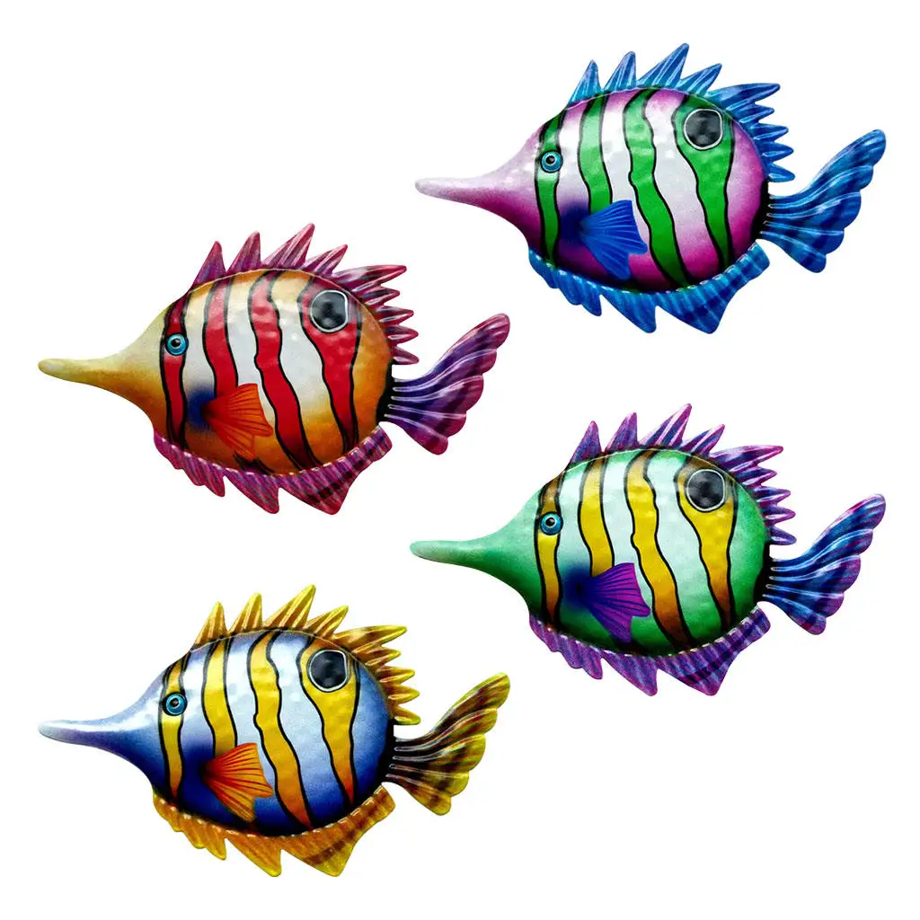 

Iron Decorations Fish Wall Iron Decoration Pendant Tropical Animals for Pool Office Home Bathroom