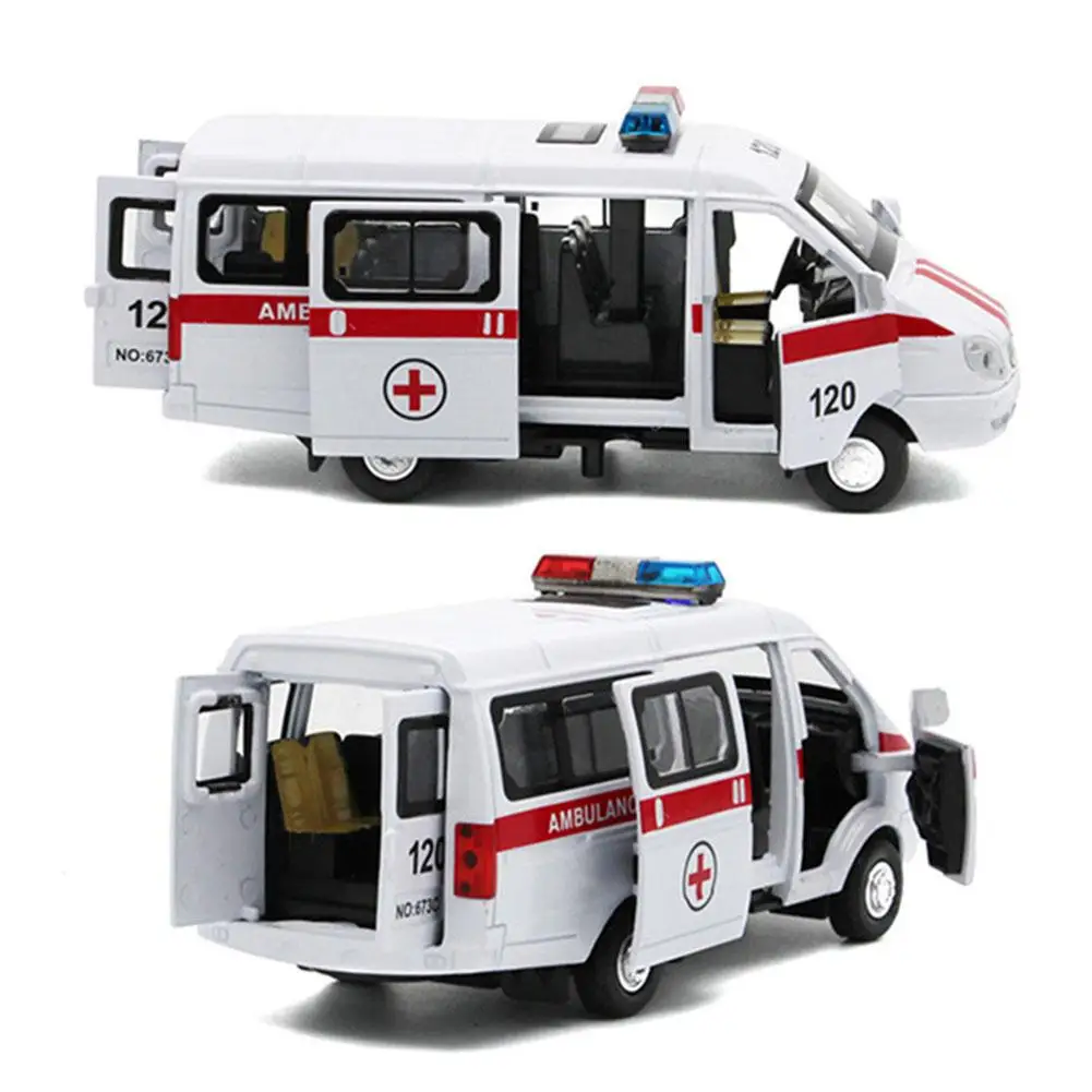 

Ambulance Waggon Car Truck Pull Back Model with LED Sound Kids Toy Metal Model Construction Vehicle Toys For Gift Car Collection