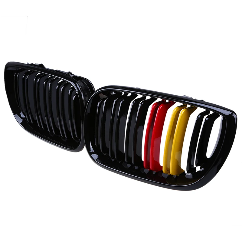 

Gloss Black Front Grille Grill Double Slats for BMW 3-Series E46 Touring 2001-2006 Facelift German Flap Type Racing Grilles