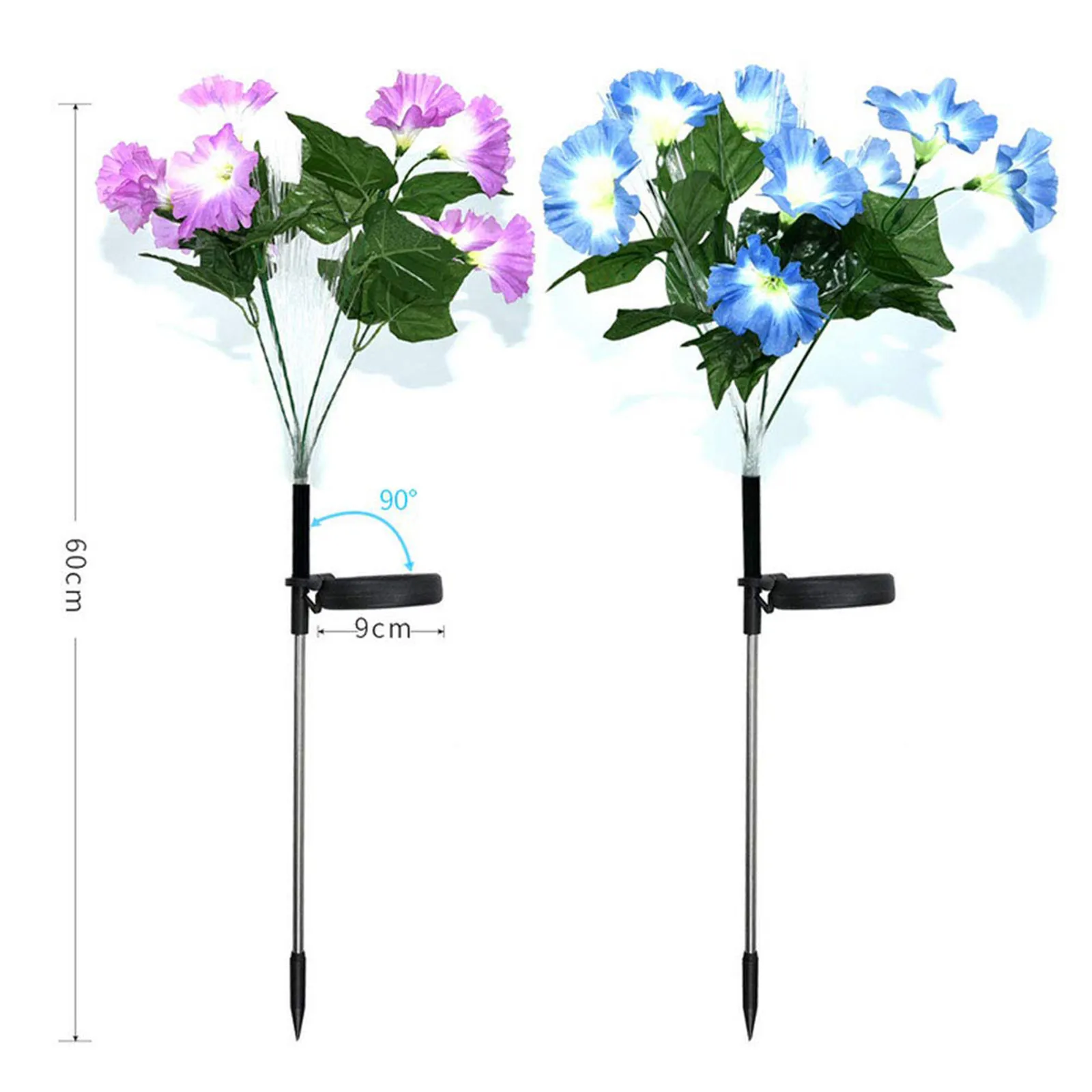 

2Pcs solar lawn morning glory light LED outdoor light solar rose flower garden decoration landscape garden courtyard lawn light